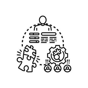 Joint skill development teamwork concept learning process vector