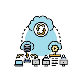 transferir nube datos mientras orquestando digital operaciones vector