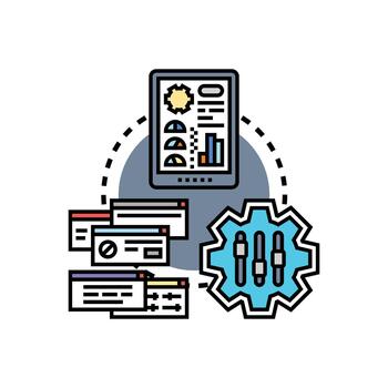 característica bandera administración optimizando software desarrollo procesos vector