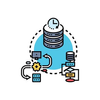 real hora datos rendimiento concepto con Procesando fluir vector