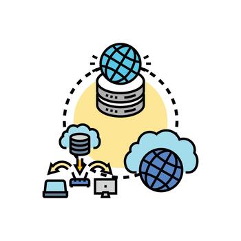 Cloud computing framework data storage network concept vector