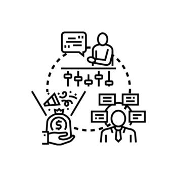 Creative resource management process optimizing project development vector