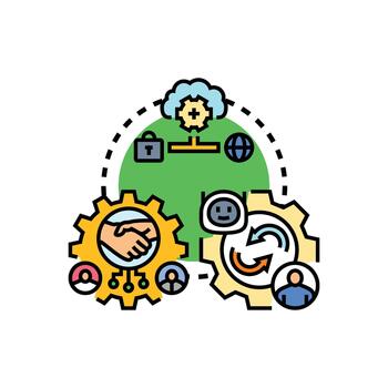 colaborativo abierto fuente ecosistema desarrollo y trabajo en equipo vector