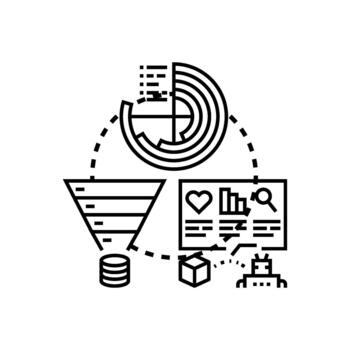 Clear analytics overview visualizing data processing management vector