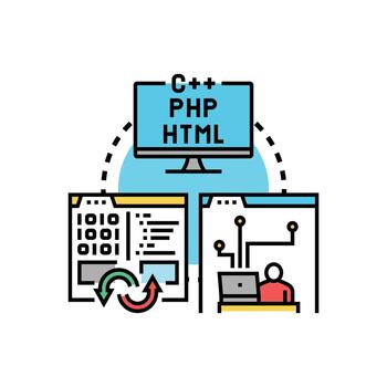 programación idioma actualizar mejorando software desarrollo proceso vector