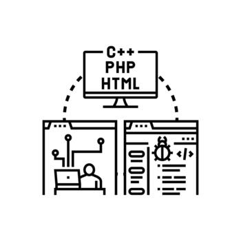 codificación concepto explorador software desarrollo y depuración proceso vector