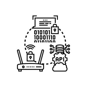 api autenticación asegurando datos proteger red conexión vector