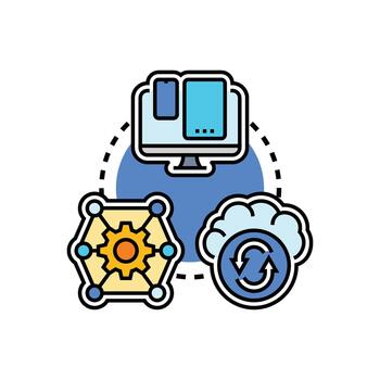 tecnología plataforma interoperabilidad sistema conectando nube informática vector