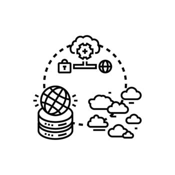 Cloud computing data movement and network security concept vector