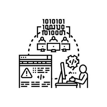 Debugging success concept for software development process vector