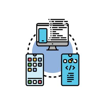 móvil aplicación prototipos desarrollando interfaz diseño proceso concepto vector