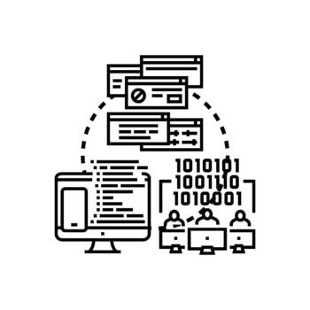 Developers performing software testing and error refinement process vector