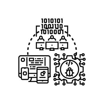 Software code review testing and development process vector