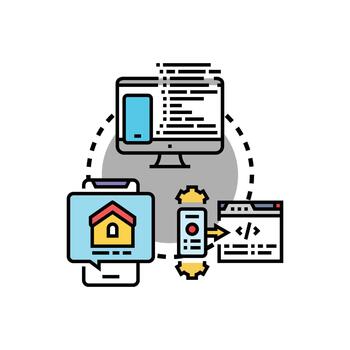 móvil simpático web diseño desarrollando sensible solicitud vector