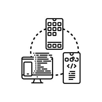 móvil aplicación edificio desarrollo codificación proceso concepto vector