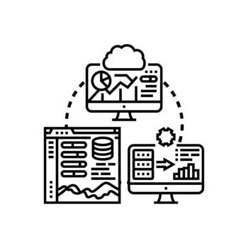 nube analítica tablero concepto Procesando negocio datos vector
