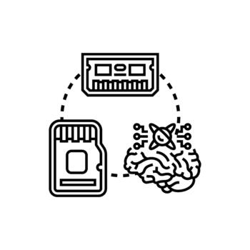 digital cerebro Procesando sistema memoria y datos almacenamiento vector