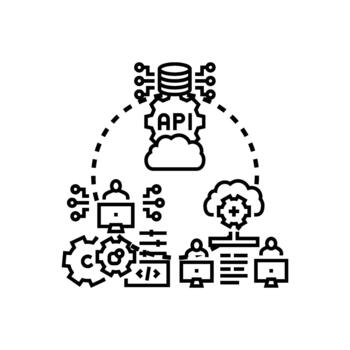conectado software desarrollo ambiente con múltiple desarrolladores vector