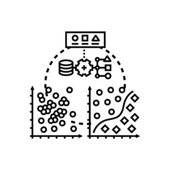 Machine learning tutorial concept illustration with data analysis vector