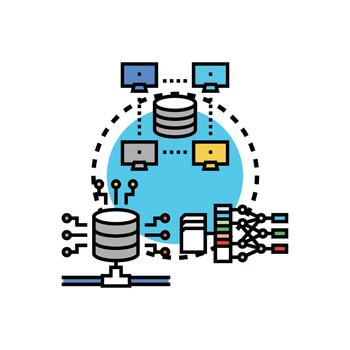 Data network processing concept illustration icon vector