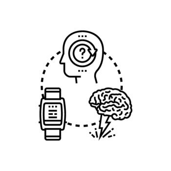 Deep thinking process developing smart ideas concept vector