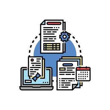 sistema auditoría preparación proceso compilando documentación flujo de trabajo vector