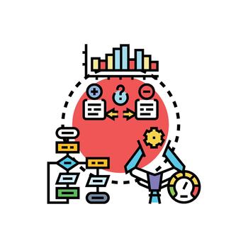 Operacional proceso inteligencia analizando flujo de trabajo datos vector