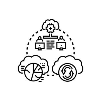 Multi cloud deployment managing data across distributed systems vector