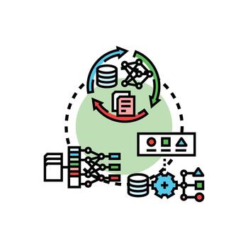 Educating machine learning models data process icon vector