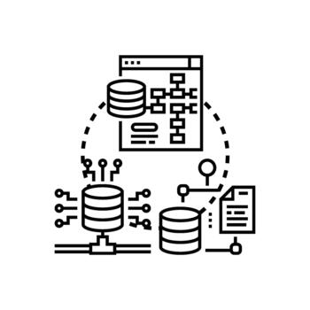 Digital data processing and database technology concept vector