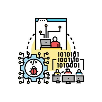 depuración mentalidad para software desarrollo proceso vector
