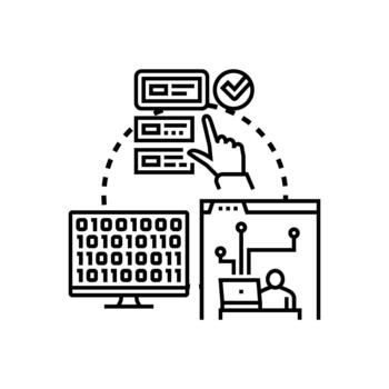 código validación y software pruebas concepto ilustración vector