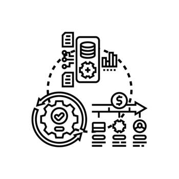 Operational processing pathway visualizing data analysis and workflow vector