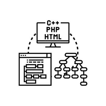 programación idioma clasificaciones y software desarrollo conceptos vector