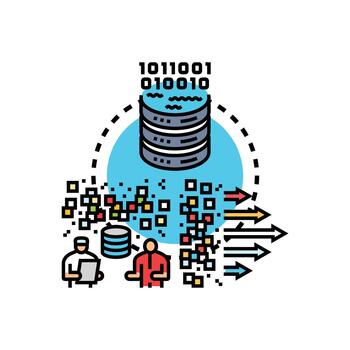 vinculado datos corriente Procesando y conexión concepto vector