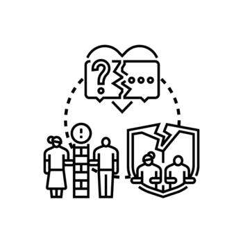 Relationship problems developing, seeking connection therapy solution vector