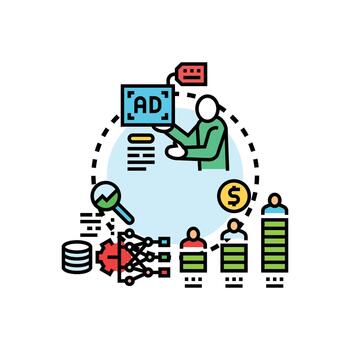 Machine learning algorithms optimizing digital advertising strategy vector