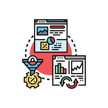 Improving online conversion rate optimization process concept vector