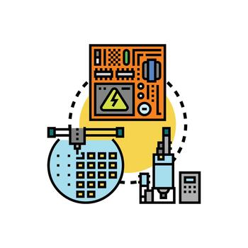 máquina desarrollo proceso creando integrado circuito componentes vector