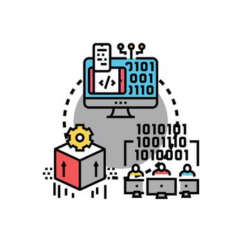 antiguo colegio software programación idioma desarrollando concepto vector