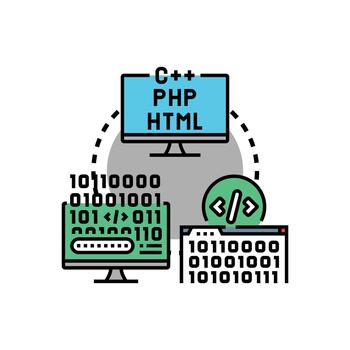 computadora programación idiomas desarrollo creando software aplicaciones vector