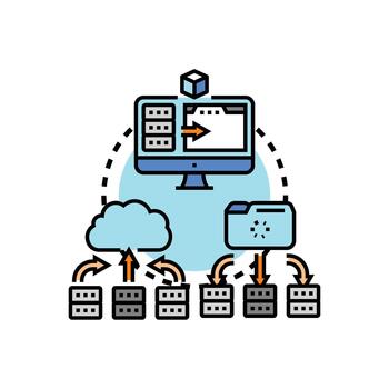 Data center migration process cloud computing infrastructure vector