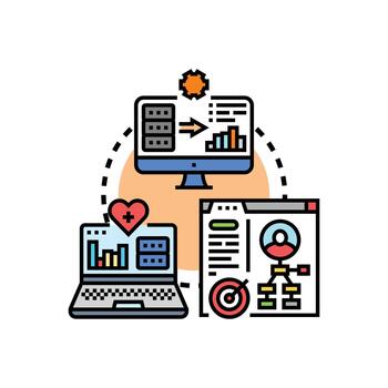 Dashboard analytics data processing diagram vector