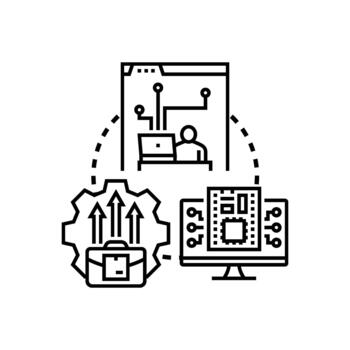 Software update system development and process concept vector