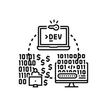 Creating software development languages concept vector