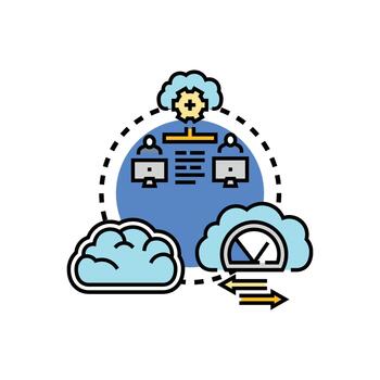 nube informática plataforma sistema conectando los usuarios con datos vector