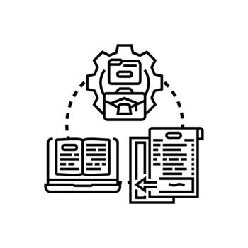 educación proceso conectando estudiar, conocimiento, y práctico implementación vector