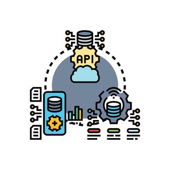 sin costura integración conectando nube informática api datos sistemas vector