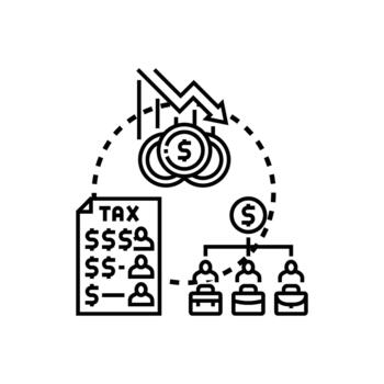 Lower income people experiencing wealth decrease and tax impact vector