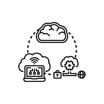 Cloud infrastructure architect visualizing data network security vector